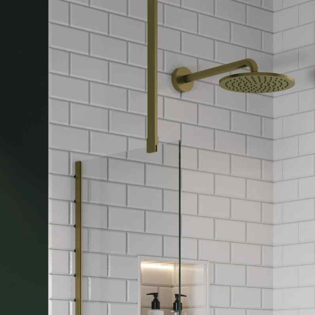 Close up image of the Abacus Brushed Brass Ceiling Mounted Bracing Bar